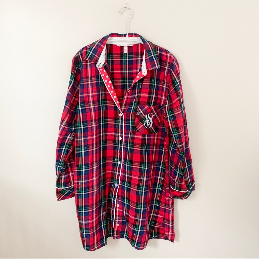 EUC Red Plaid Victoria’s Secret Nightgown size XS